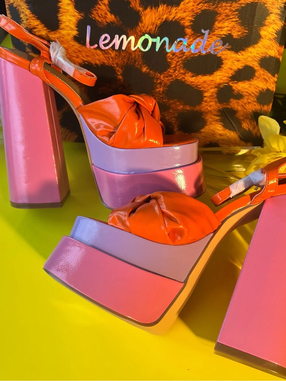 Lemonade Orange & Pink Knot Platform Sandals - Picture 6 of 15